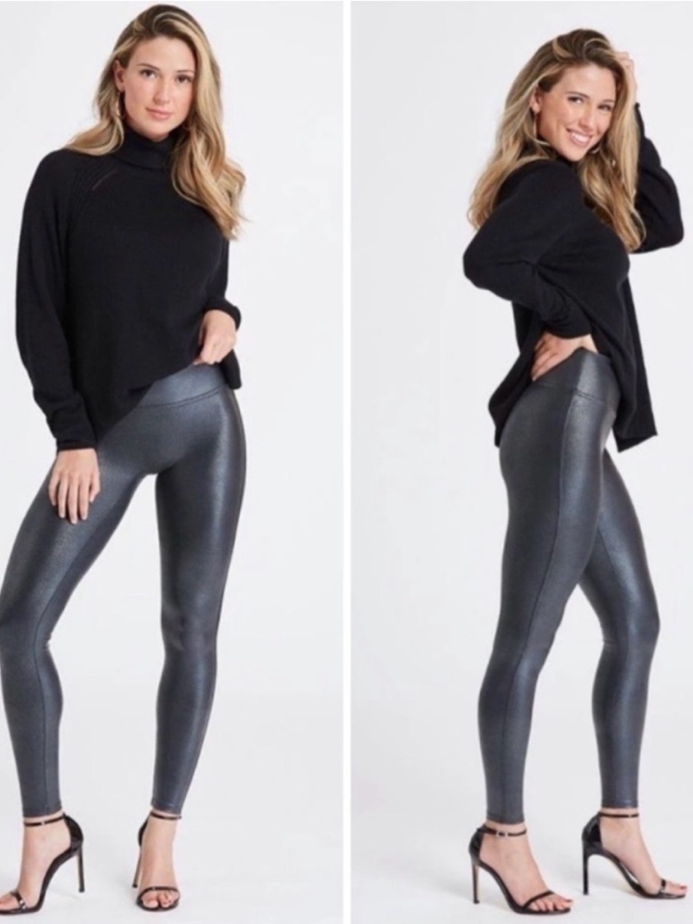 SPANX Faux Pebbled Leather Black Leggings